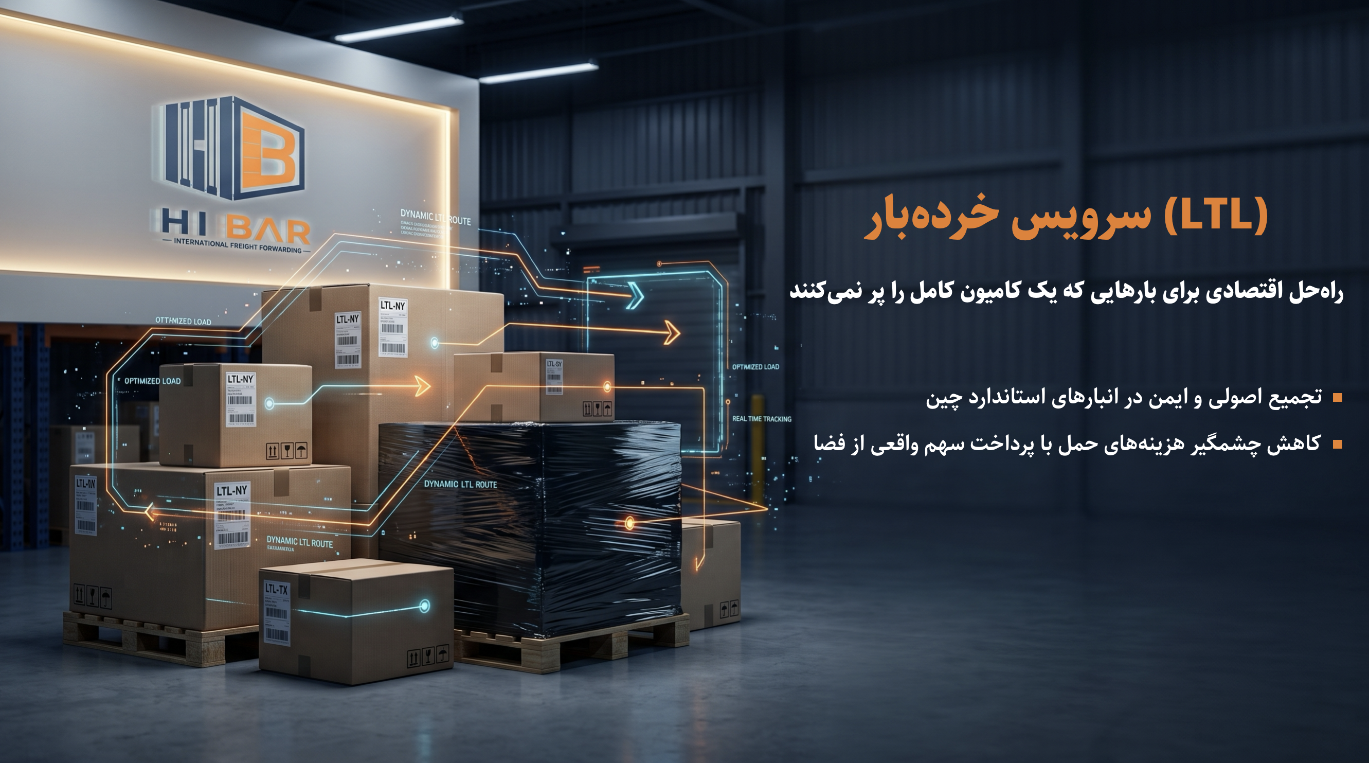 تجمیع اصولی و ایمن کارتن‌ها و پالت‌های وارداتی در انبارهای چین برای سرویس خرده‌بار جاده‌ای (LTL) های‌بار